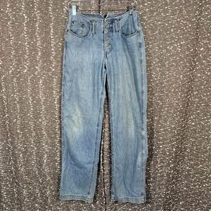 Vintage Y2K Repair Branded Distressed Denim Jeans 5 Button Fly Women's 7/8